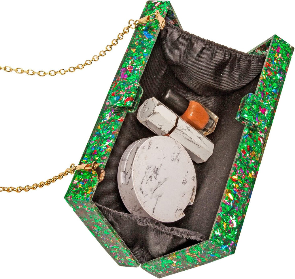 Clutch Purses for Women-Evil Eye Acrylic Clutch Glitter Purse Evening Bag Chain Shoulder Crossbody Handbags