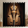 Egyptian Pharaoh Window Drapes, Ancient Egypt Tribe Exotic Retro Egyptian Pyramids Curtains, Decorative Bedroom Living Room Window Curtain Panels, 84W X90L, Brown Black Golden