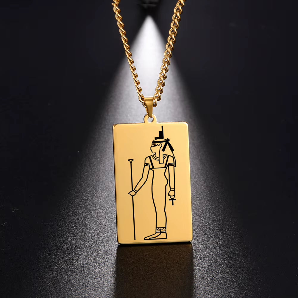 Gold Plated 15 Egyptian God Talisman Pendant Men Women Necklace Egypt God of Magic Wisdom Thoth Ibis-Head Amulet Jewelry Gifts