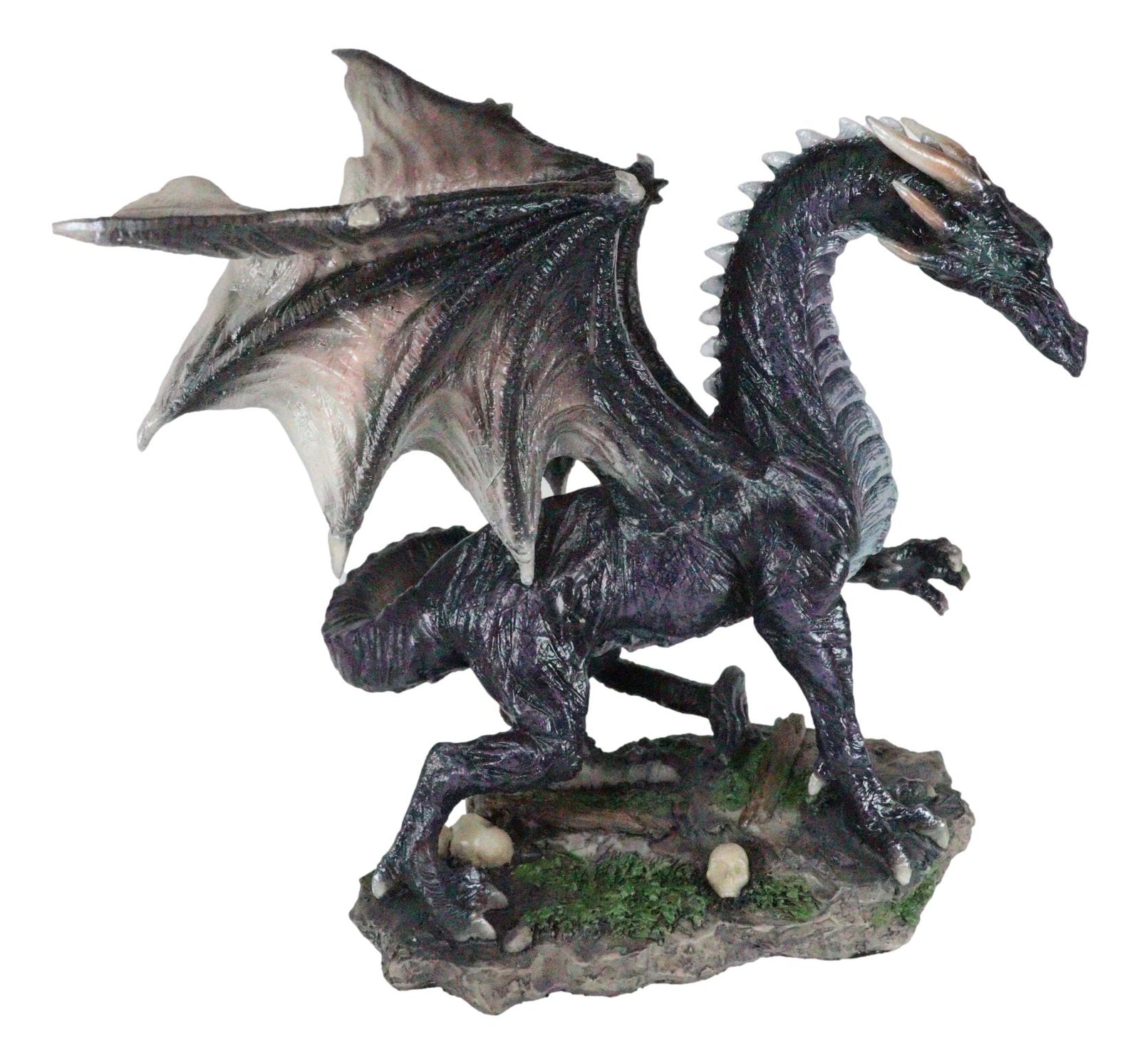 Ancient Mythology Legendary Guardian Dark Midnight Dragon Sculpture Statue 8"H