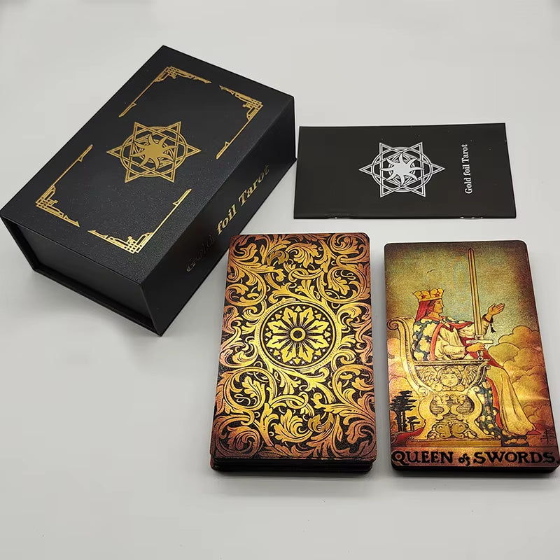 Gold Foil Tarot Plastic Cards Rose Pink Oracle Waterproof Card Deck Mysterious Board Game Divination Cards