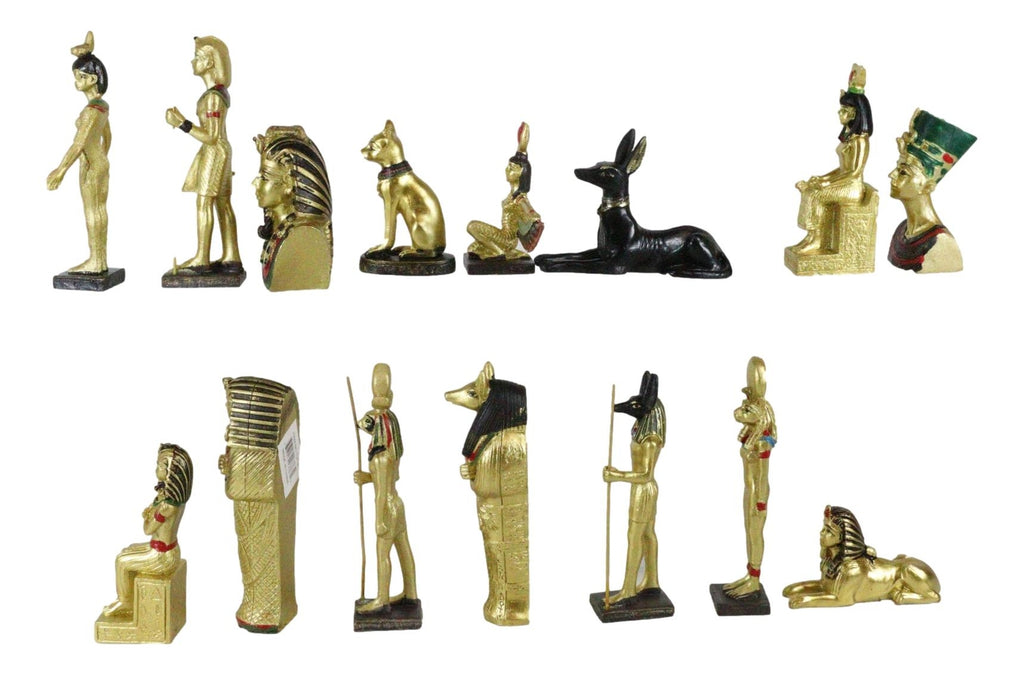 Miniature Egyptian Obelisk Gods Goddesses Pharaoh and Royalty Figurine Set of 16