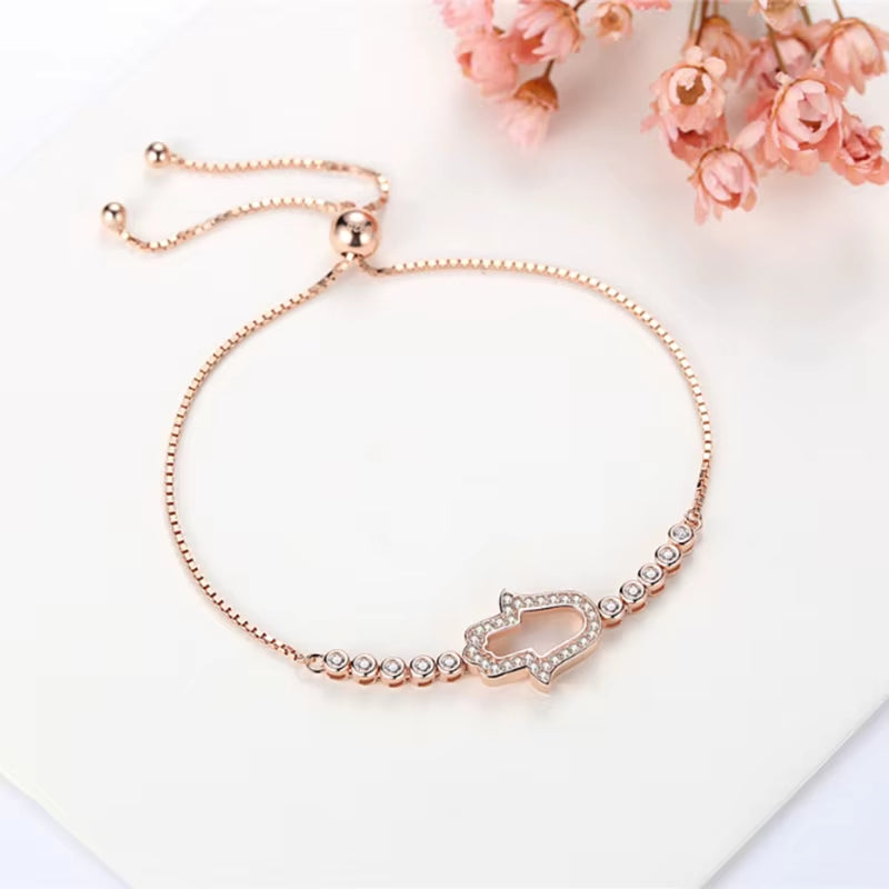 925 Sterling Silver Bracelet Zircon Tennis Bracelets for Women Hamsa Hand Charm Bracelet Mens Bracelets 2019 Jewelry
