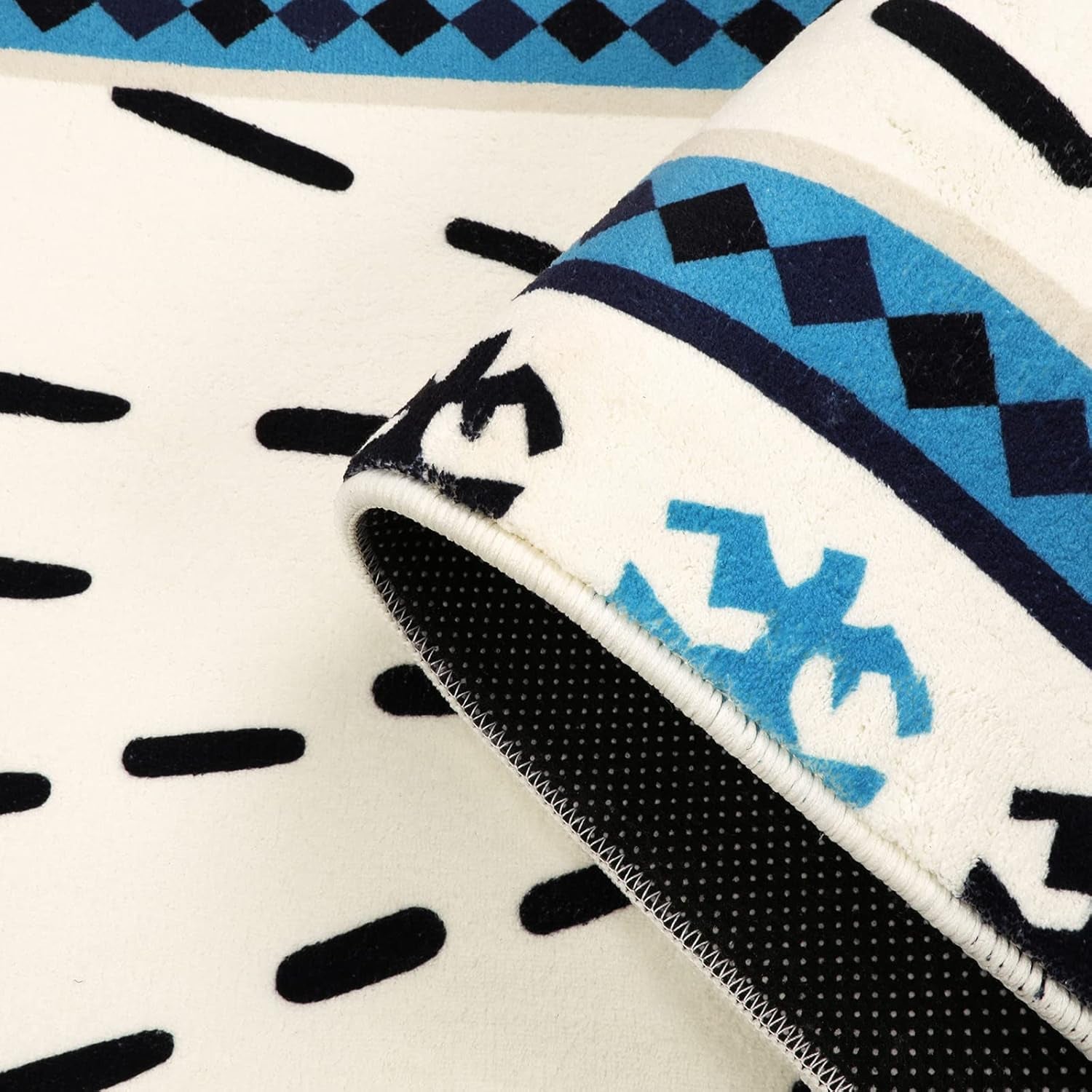 Evil Eye Runner Rug 2’X 5’ Non-Slip Washable Kitchen Area Rug Boho Chic Distressed Tribal Decorative Soft Velvet Creative Floor Carpet Bath Rug for Bedroom Living Room Entryway Hallway