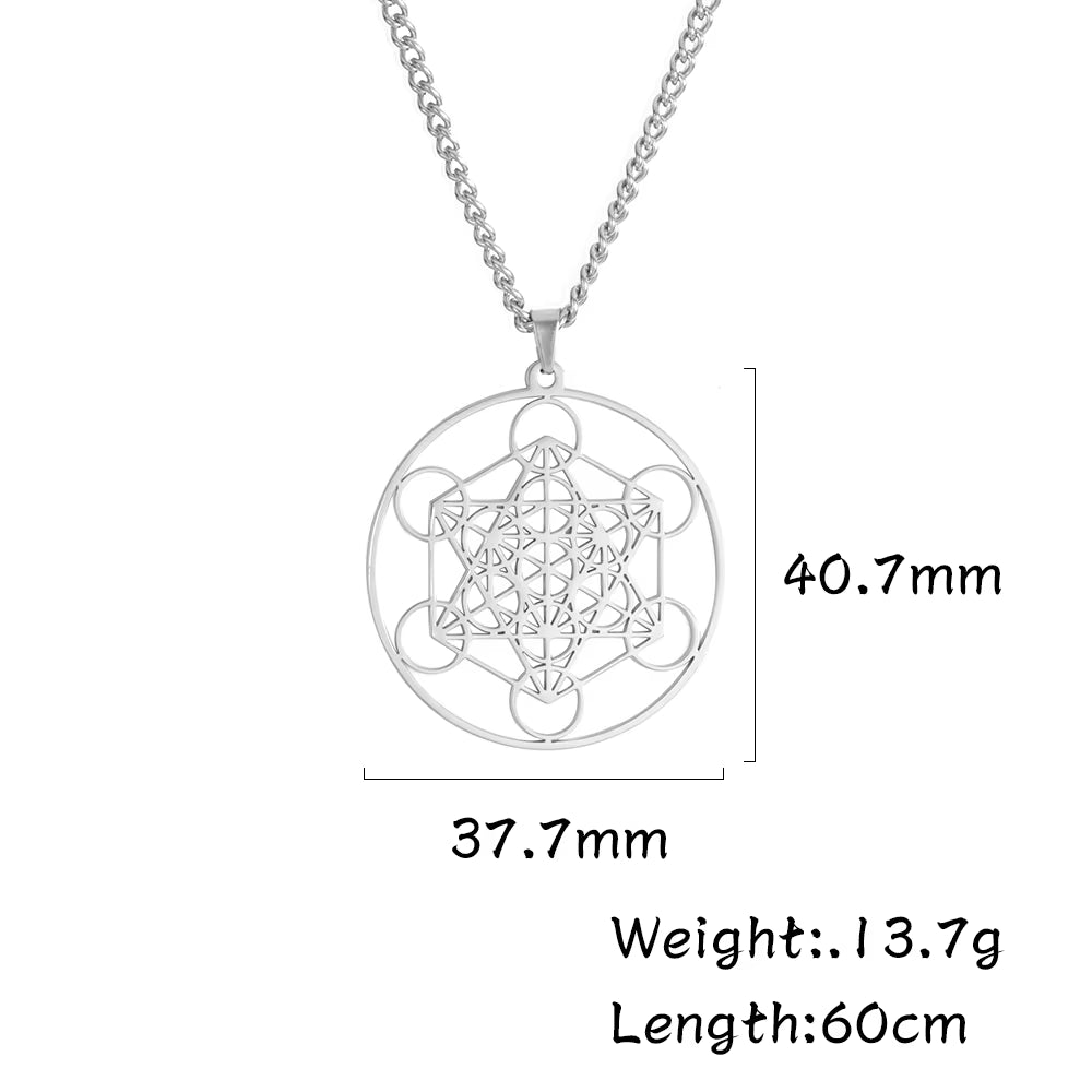 Archangel Metatron Seal Solomon Pendants Necklace for Men Stainless Steel Jewelry Religious Necklaces