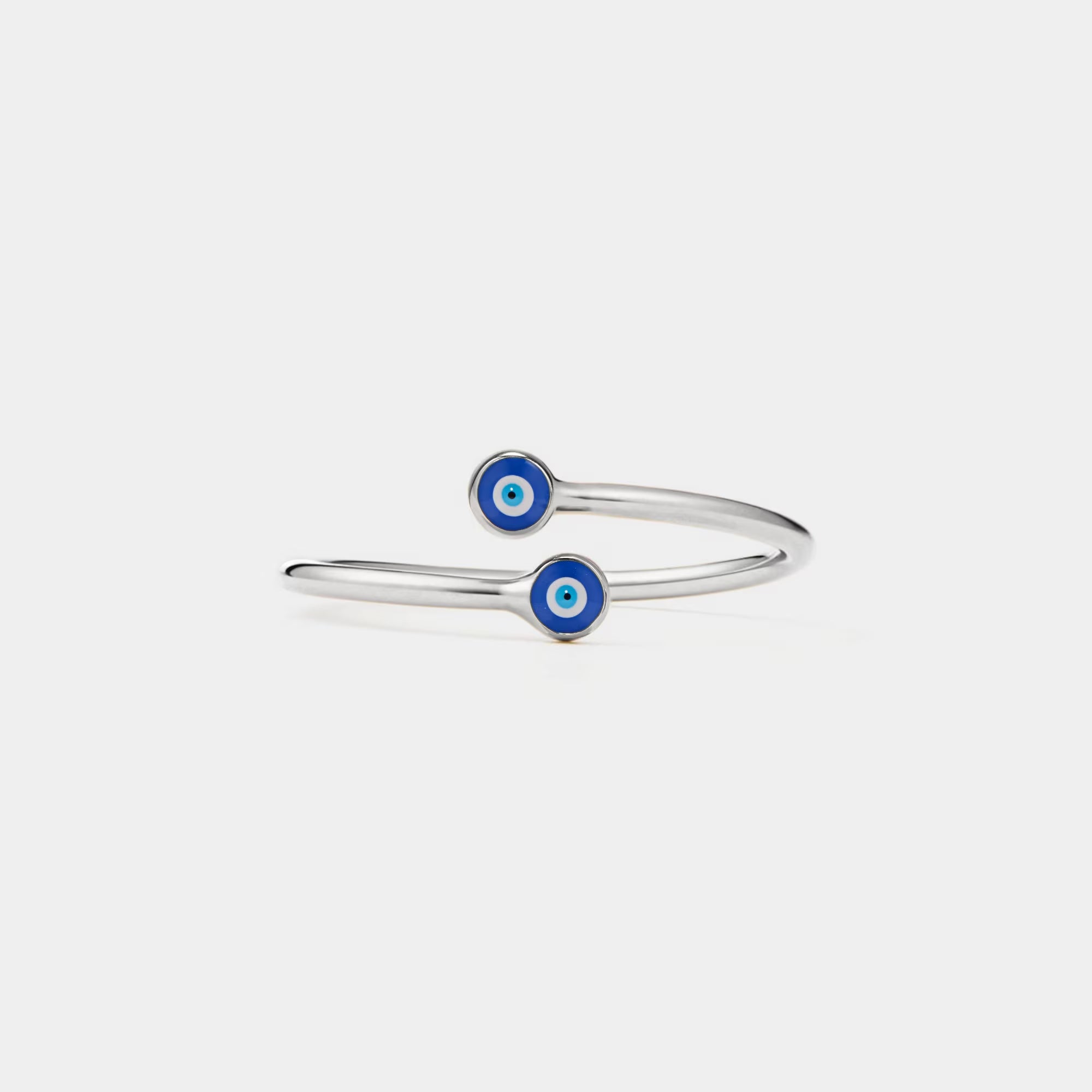 Evil Eye Nazar Bypass Ring • Turkish Blue Eye Stacking Ring • Sterling Silver Friendship Jewelry • Trendy Best Friend Gift