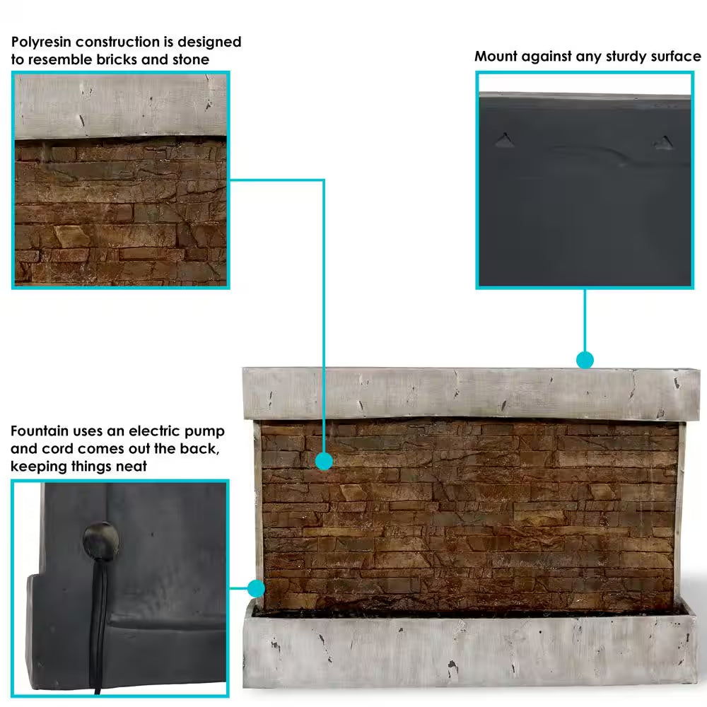 24 In. Ancient Outdoor Wall Water Fountain