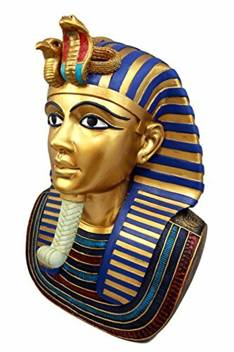 Ebros Large Cobra and Nemes Mask of Pharaoh Egyptian King Tut Bust Figurine 11"H