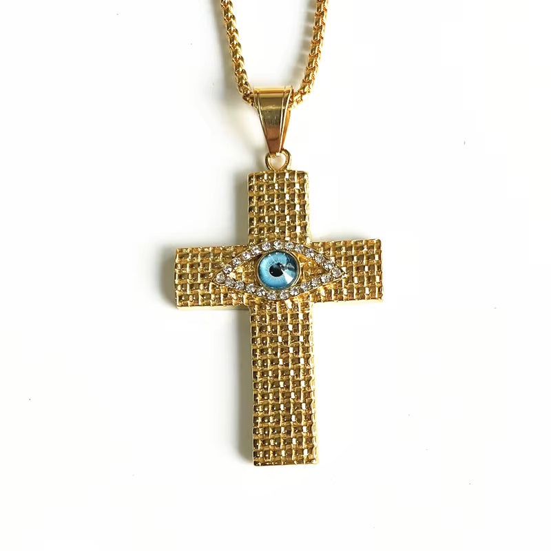 Hip Hop Ancient Egypt round Jewelry Collares Gold Color Stainless Steel Chain Egyptian Eye of Horus Necklaces & Pendants