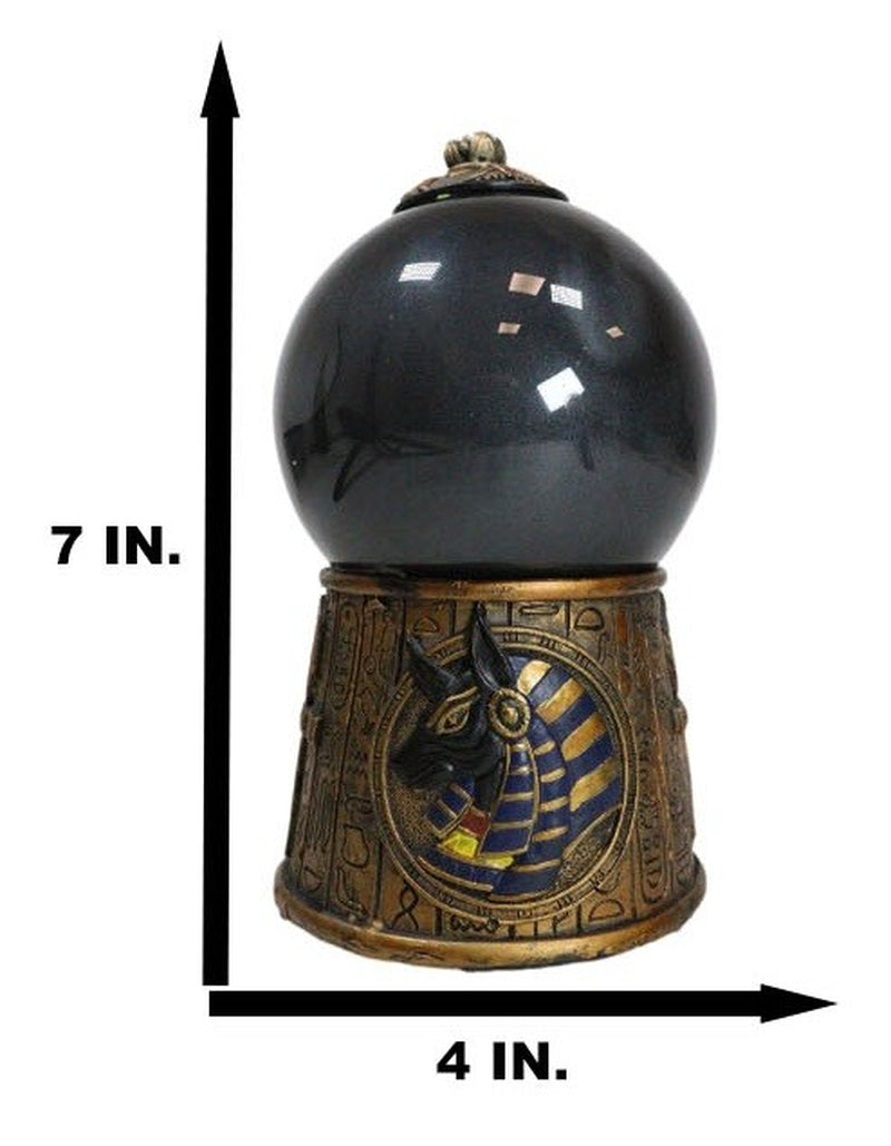 Ebros Egyptian God Anubis Black Chaos Sandstorm Ball Statue 7" Tall Fantasy