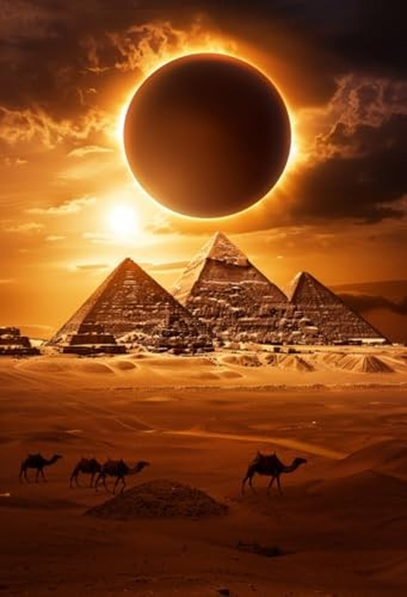Diy 5D Diamond Art Painting Kits Sun and Camel Egyptian Pyramids Full