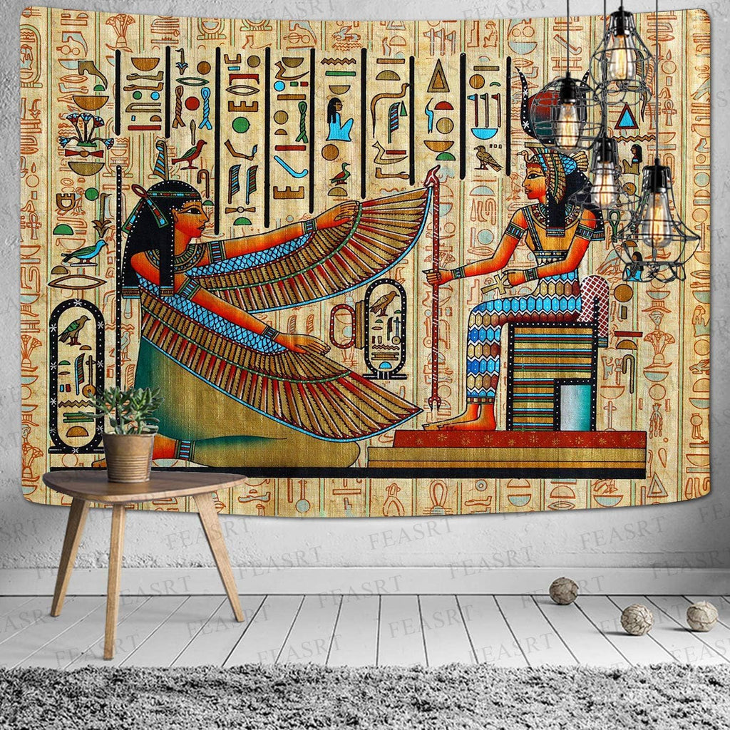 Egyptian Gods Tapestry Ancient Hieroglyphic Tapestry Wall Hanging Tapestries for Home Bedroom Living Room Apartment Dorm Office Decor 80X60 Inches GTQQAY130