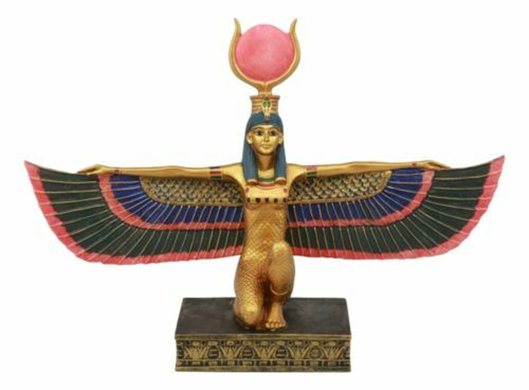 Ebros Egyptian Goddess Kneeling Isis with Open Wings Statue 12.75" Long