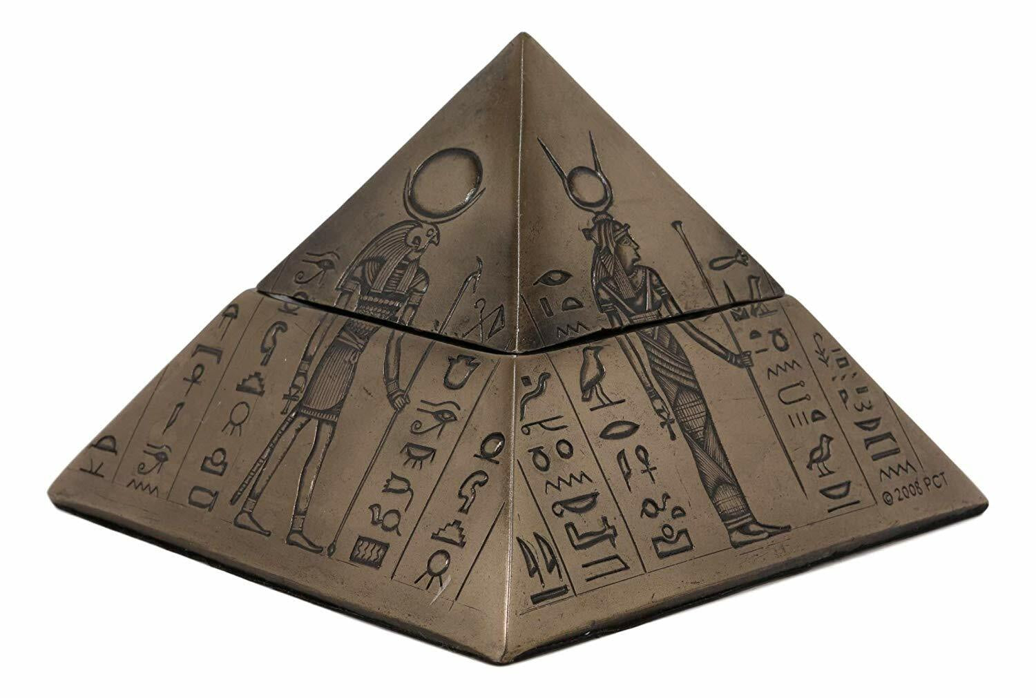 Egyptian Gods Pyramid Trinket Box Egypt Jewelry Container Figurine Statue 8076