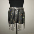 Glitter Rhinestone Long Tassel Jewel Skirts Crystal Diamonds Fringe Adjustable Sexy Women Summer Beach Bikini Mini Skirt