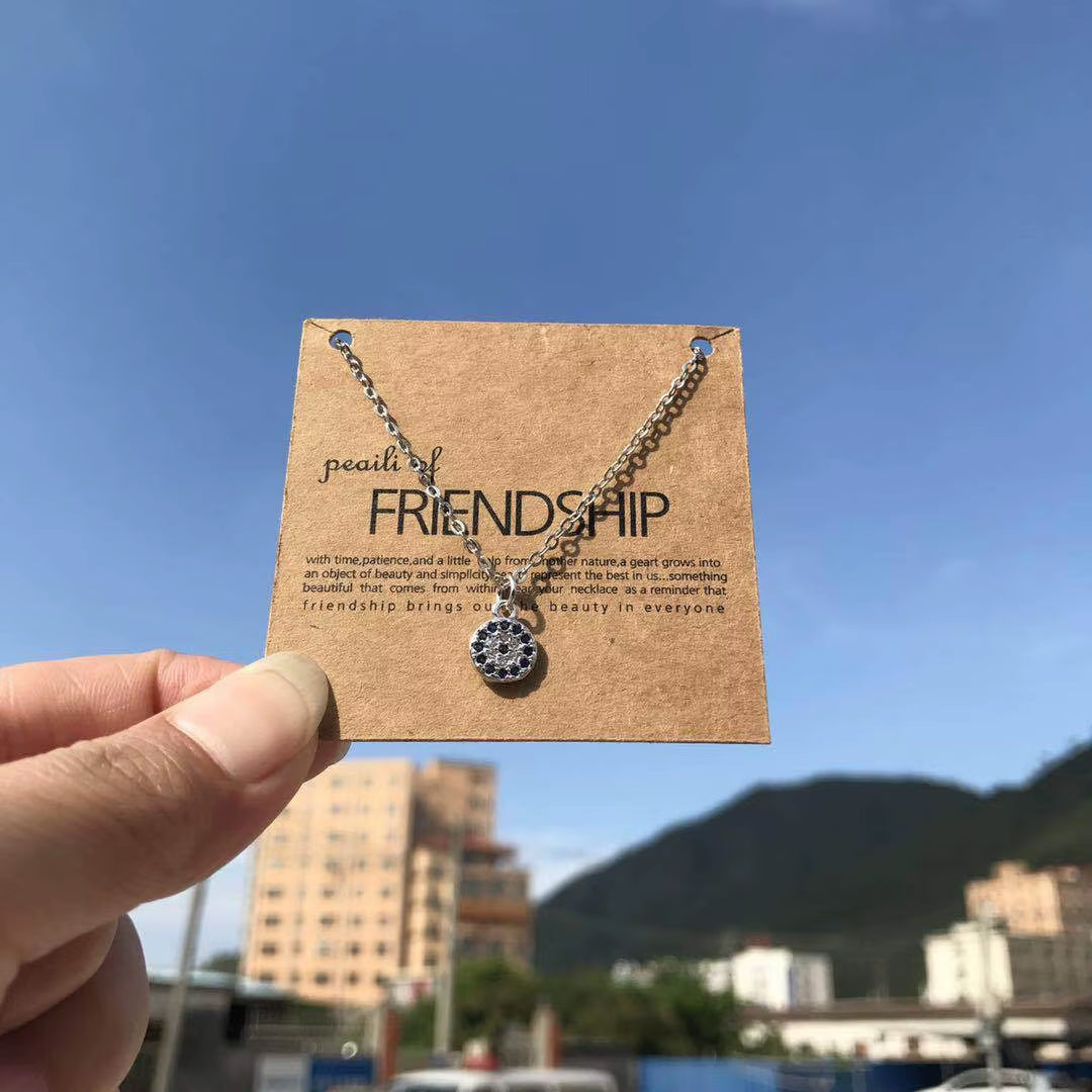 Genuine 925 Sterling Silver Necklace Turkey round Evil of Eye Necklaces AAA CZ for Women Link Chain Jewelry KLTN021