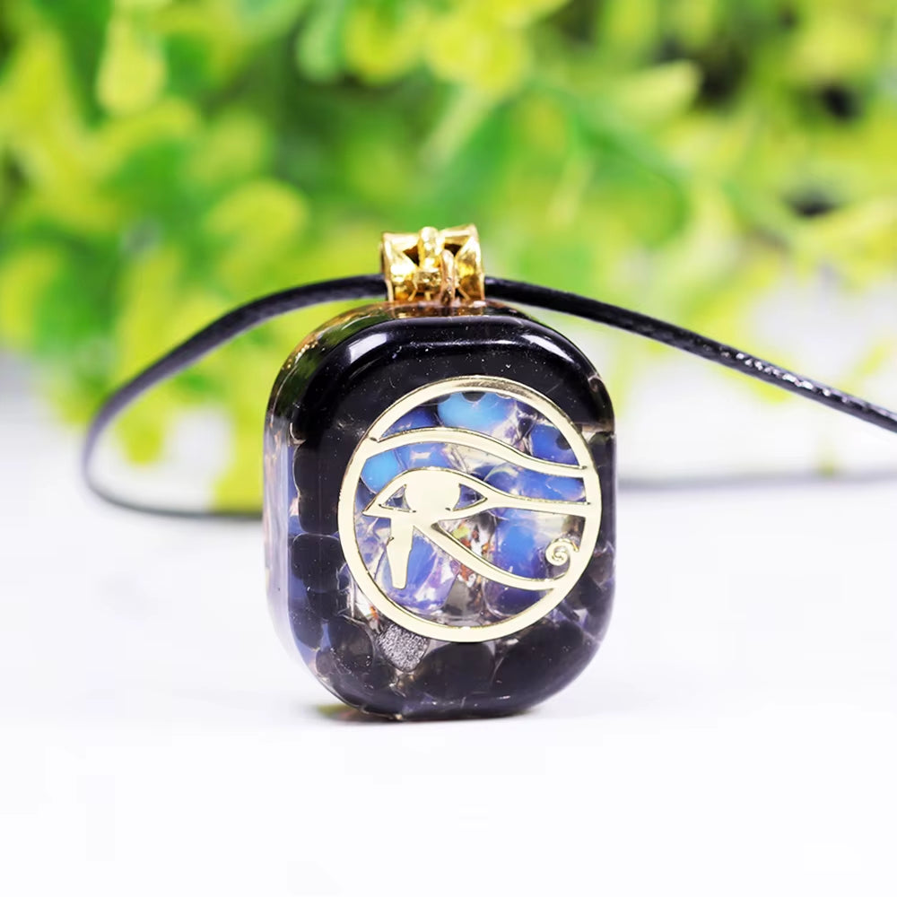 Eye of Horus Necklace Orgone Pendant Egyptian Ancient Wedjat Eye of Ra Horus Symbol of Protection Mens' Amulet Protective