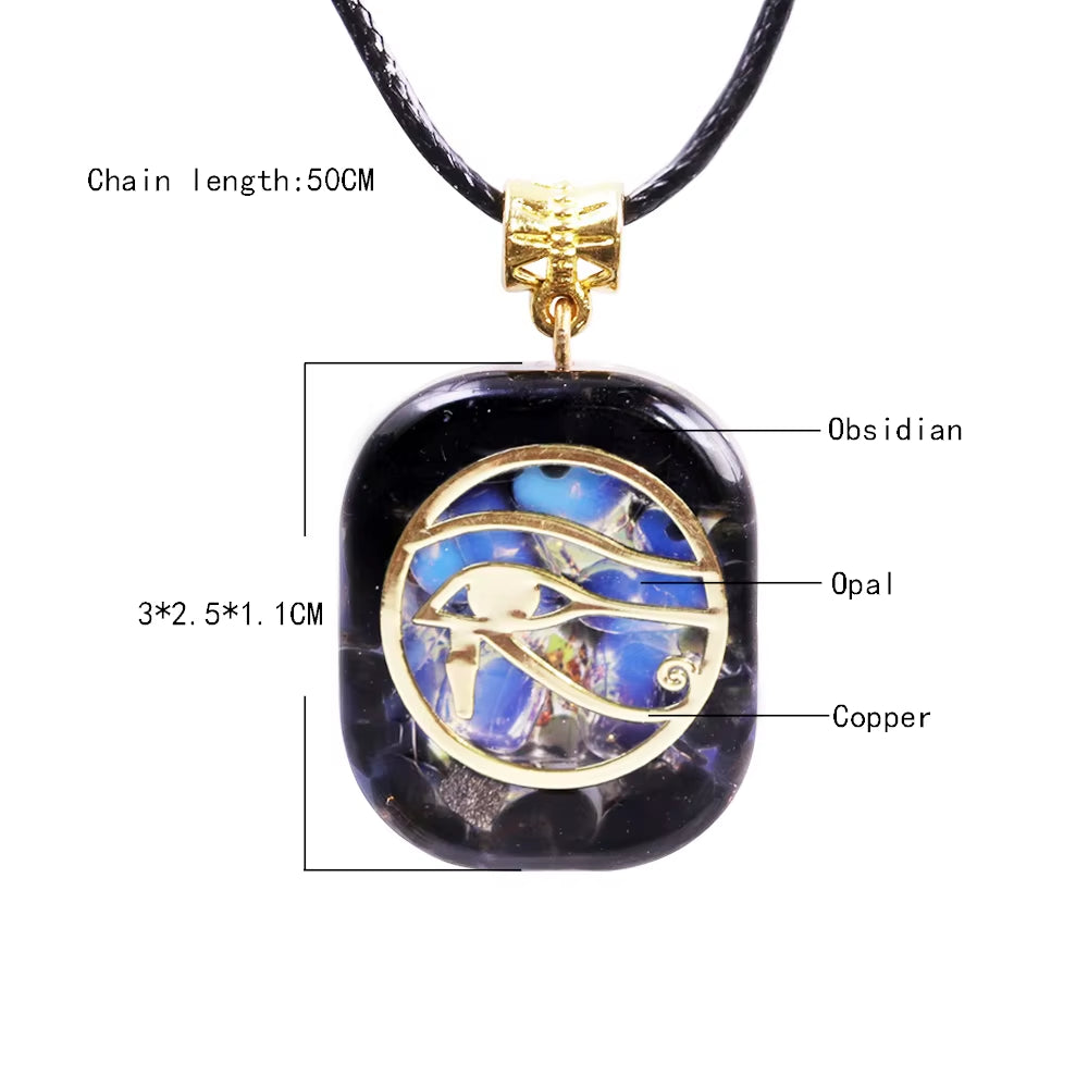 Eye of Horus Necklace Orgone Pendant Egyptian Ancient Wedjat Eye of Ra Horus Symbol of Protection Mens' Amulet Protective