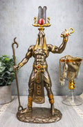 Bronzed Egyptian God of Technology Ibis Headed Thoth Holding Was and Ankh Statue