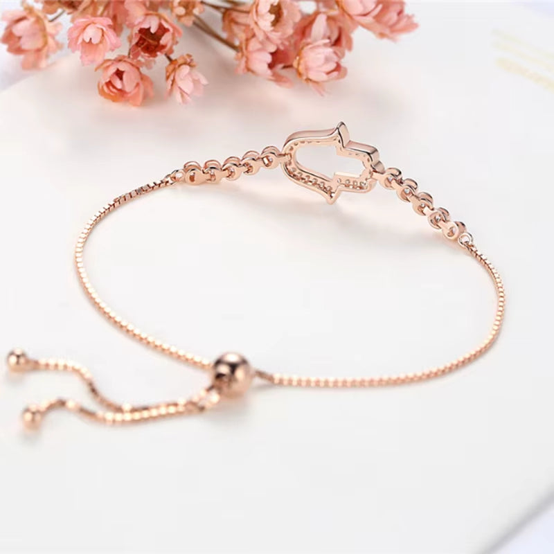925 Sterling Silver Bracelet Zircon Tennis Bracelets for Women Hamsa Hand Charm Bracelet Mens Bracelets 2019 Jewelry