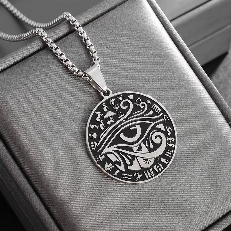 Stainless Steel Ancient Egyptian Ankh Cross Life Key Totem Necklace Men and Women Lucky Amulet Jewelry