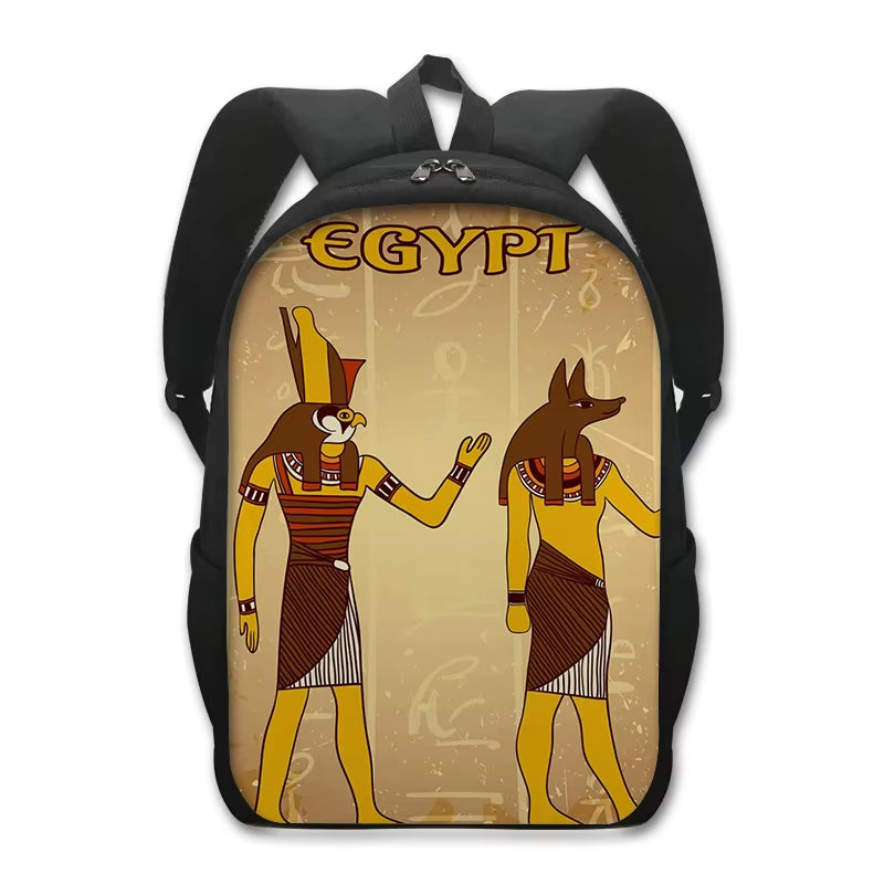Egyptian Art Print Backpack for Teenager Boys Girls Children School Bags Egypt Pharaoh Anubis Canvas Book Bag Student Schoolbags