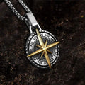 Nautical North Star Compass Pendant Necklace Cool Mens for Gift Stainless Steel