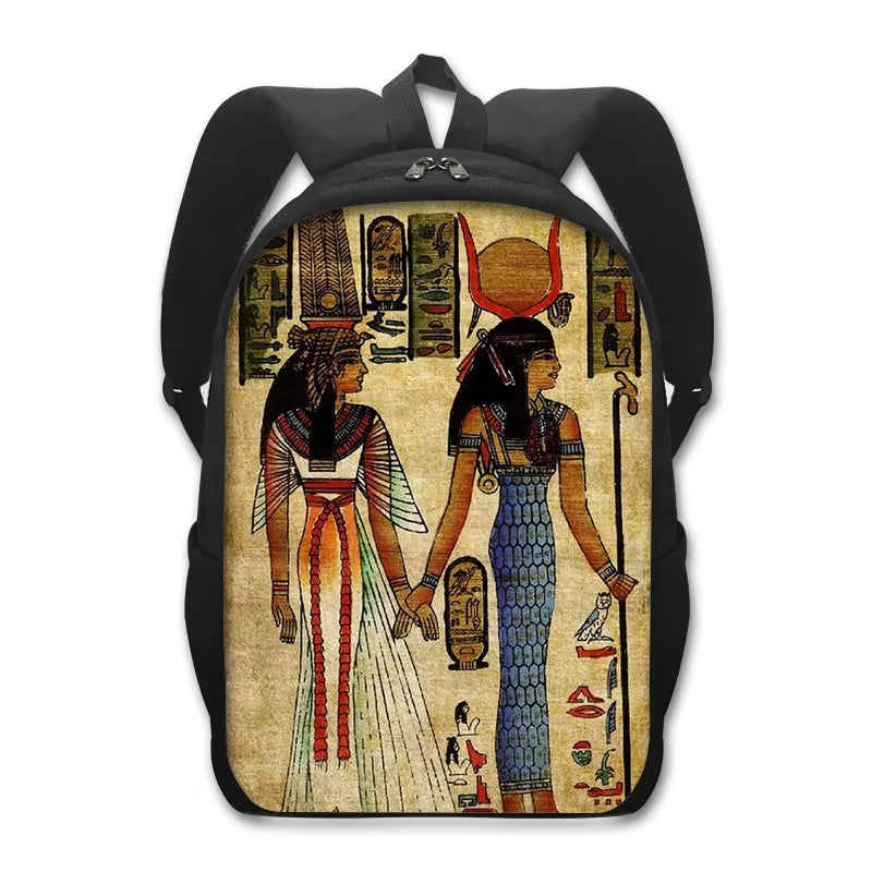 Egyptian Art Print Backpack for Teenager Boys Girls Children School Bags Egypt Pharaoh Anubis Canvas Book Bag Student Schoolbags