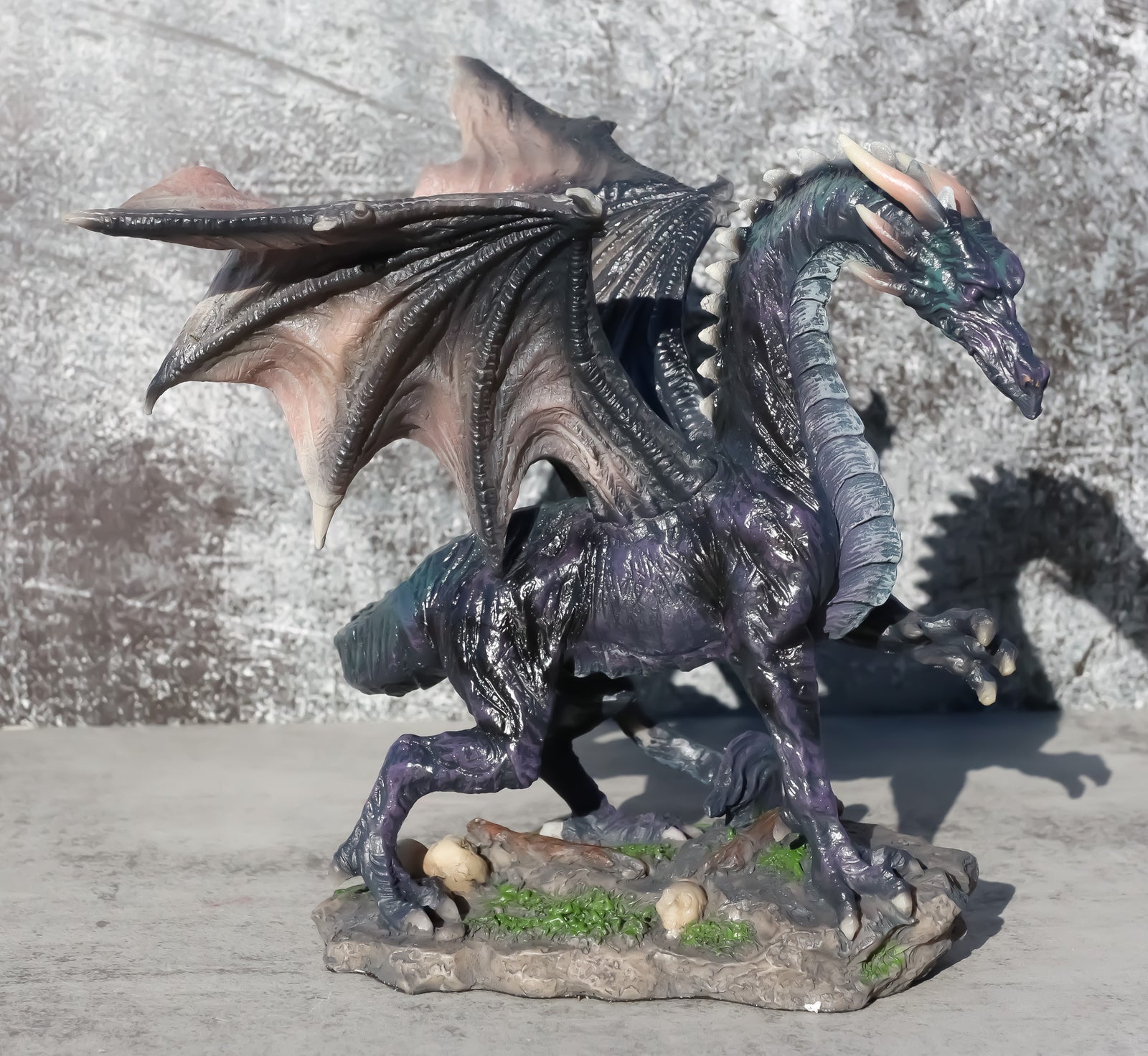 Ancient Mythology Legendary Guardian Dark Midnight Dragon Sculpture Statue 8"H