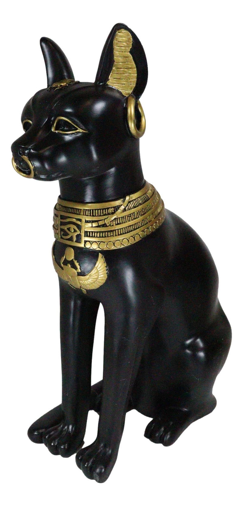 Ebros Large Egyptian Sitting Cat Bastet Statue in Black and Gold Finish 20"Tall