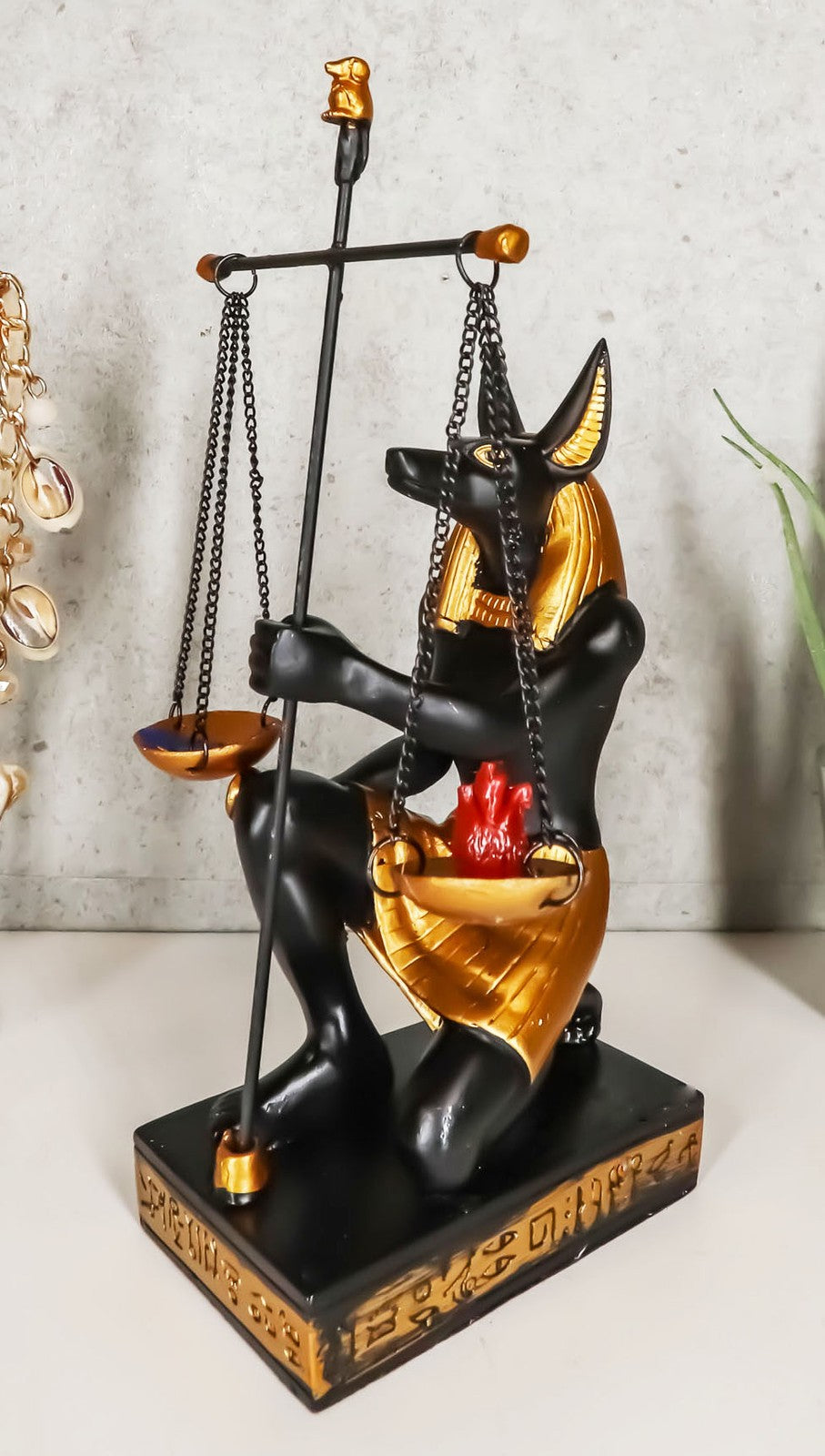 Ancient Egyptian God of Afterlife Anubis Holding the Scales of Justice Statue
