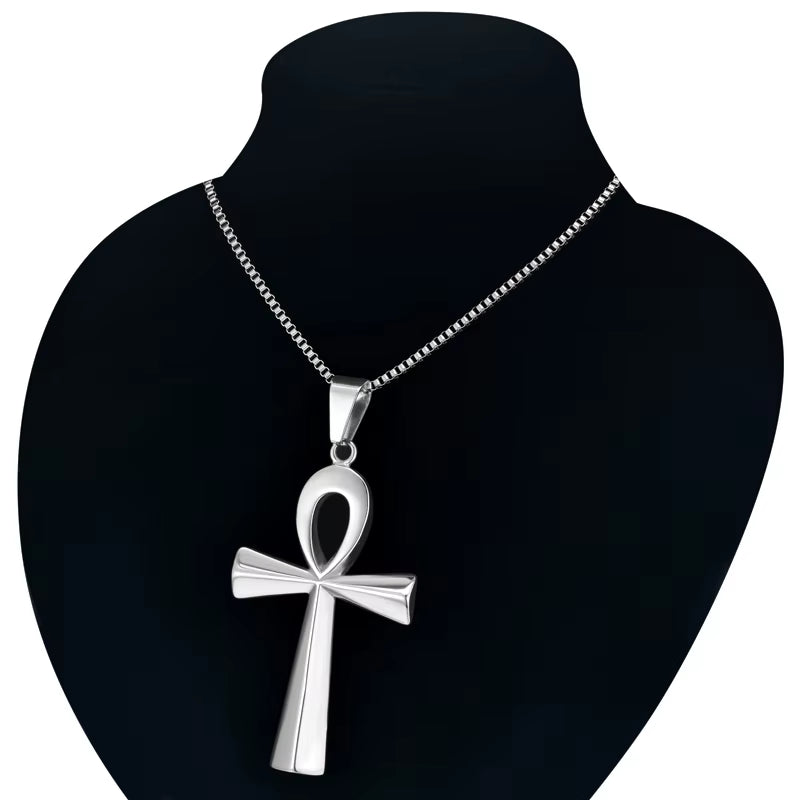 Dropshipping Egyptian Ankh Cross Pendant Necklace 19" 22" 24" Gold Color Stainless Steel Necklace for Women Egypt Jewelry XL811