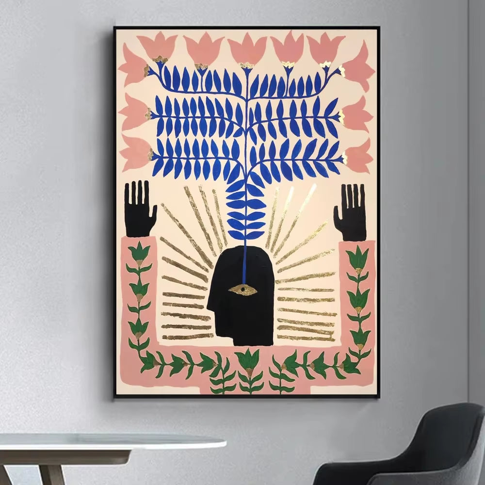 Ancient Egypt Abstract Classic Anime Poster Fancy Poster Wall Sticker for Living Room Bar Vintage Decorative Painting Middle