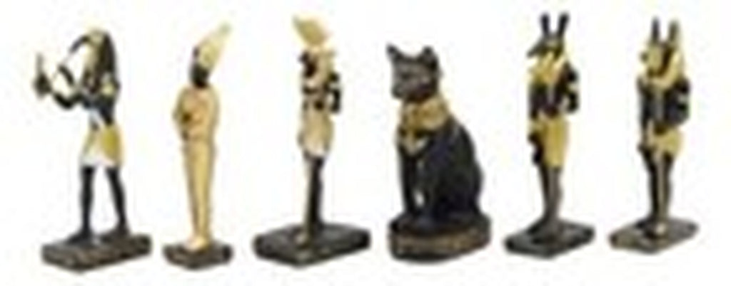 Egyptian Gods Anubis Osiris Seth Horus Bastet Thoth Miniature Statues Set of 6