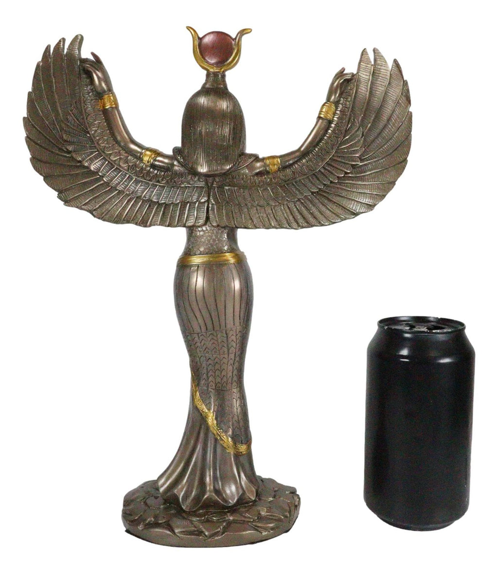 12"H Egyptian Theme Isis with Open Wings Goddess of Magic & Nature Sculpture
