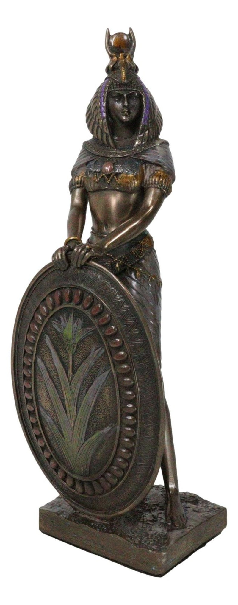 Egyptian Isis Statue Goddess of Motherhood Magic 11"H Figurine Bronze Patina