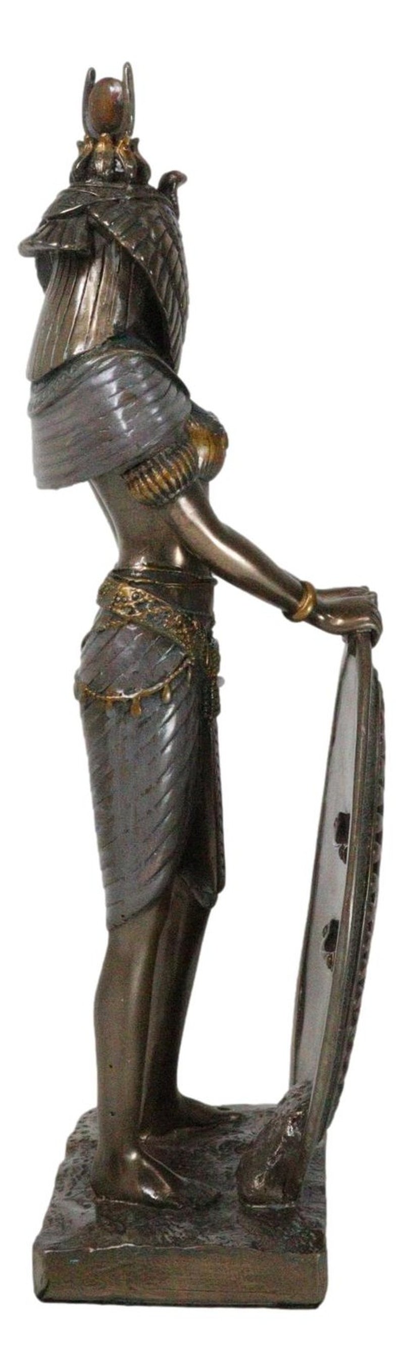 Egyptian Isis Statue Goddess of Motherhood Magic 11"H Figurine Bronze Patina