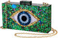 Clutch Purses for Women-Evil Eye Acrylic Clutch Glitter Purse Evening Bag Chain Shoulder Crossbody Handbags