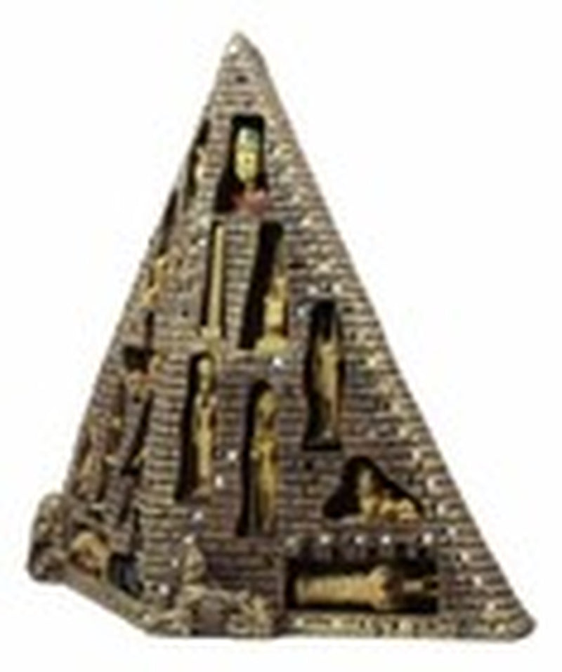 Egyptian Pyramid Statue with 16 Miniature Gods Anubis Osiris Isis Maat Bastet