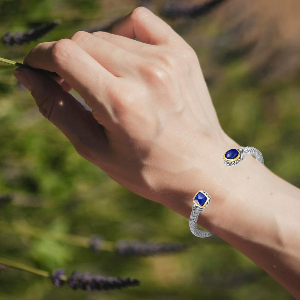 Jewel Bracelet Designer Brand Inspired Women Jewelry 4.5Mm Thin Twisted Cable Wire Bangle Gem Stone Christmas Day Gift