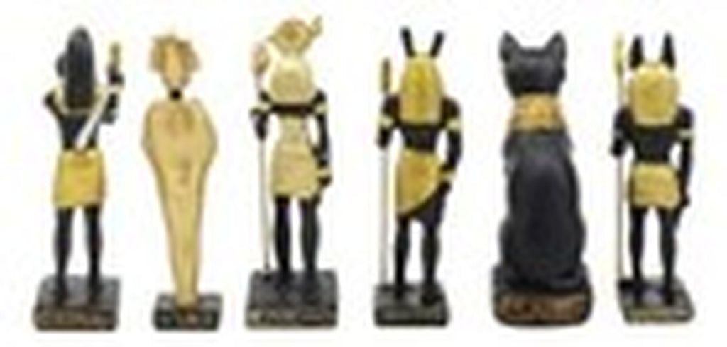 Egyptian Gods Anubis Osiris Seth Horus Bastet Thoth Miniature Statues Set of 6