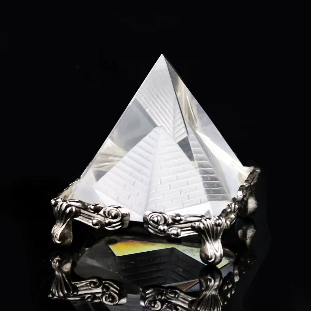 Clear Crystal Egypt Pyramid Lucky Fengshui Chakra Reiki Energy Healing Figurines Miniature Craft Home Decoration Accessories