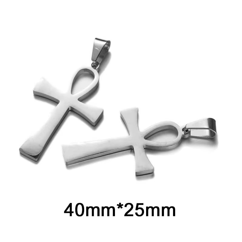 10Pcs/Lot Egypt Symbol Stainless Steel Charm Ankh Pendant Charms Fit Necklace DIY Jewelry Making