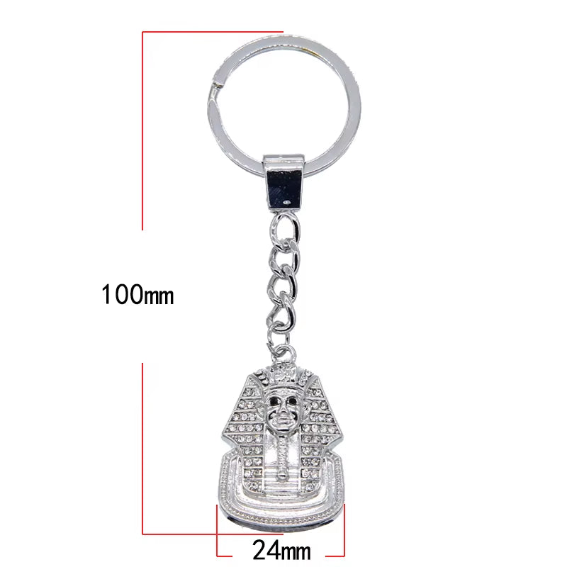 Egypt Pharaoh Sphinx Pendant Keychain Iced Out Bling Rhinestones Hip Hop Egyptian Key Chain Jewelry Wholesale