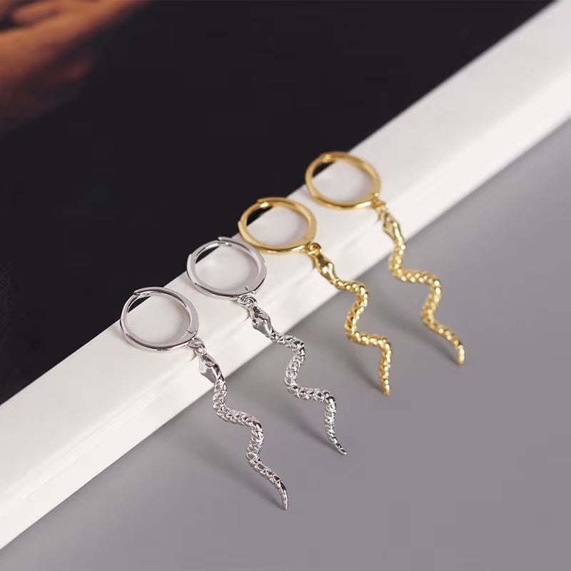 Hoop Earrings for Women Men Snake Animal Gold Silver Color Ear Jewelry Gifts