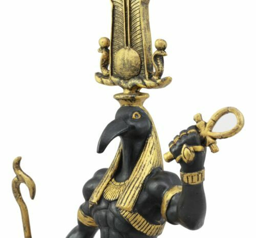 Ebros Egyptian God Ibis Headed Thoth Holding Was& Ankh Patron of Knowledge