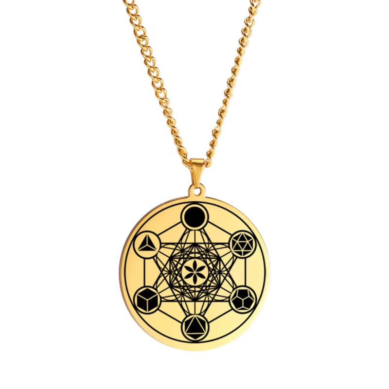 Archangel Metatron Seal Solomon Pendants Necklace for Men Stainless Steel Jewelry Religious Necklaces