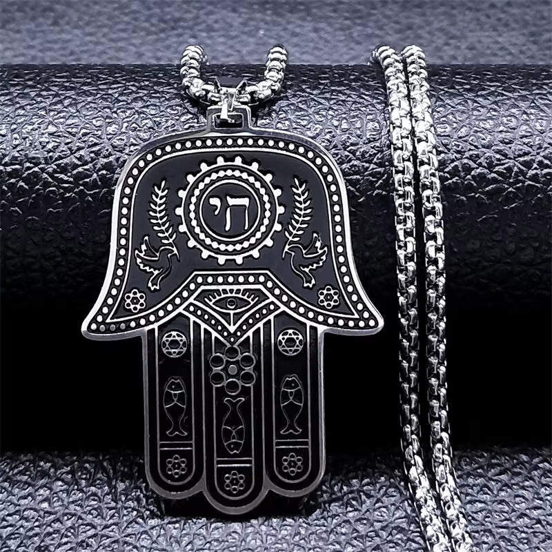 Hexagram Pendant Necklace for Women Men Stainless Steel Star of David Solomon Powerful Protection Amulet Jewish Jewelry N539