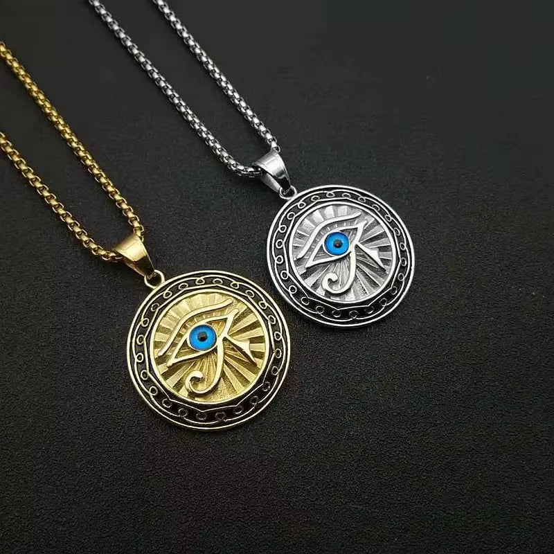 Ancient Egyptian Mythology Eye of Horus Pendant Necklace for Men and Women Punk Blue Eyes Party Hip Hop Amulet Jewelry Gift