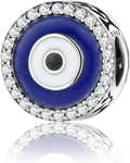 Evil Eye Charms 925 Sterling Silver Charms for Bracelet and Lucky Jewelry Hamsa Charm Fatima Charms Beads European Charm Evil Eye Compatible Bracelet Necklace for Women Mother Sister Gifts